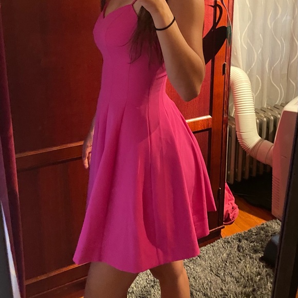 Bebe Hot Pink Flare Dress - Picture 3 of 5